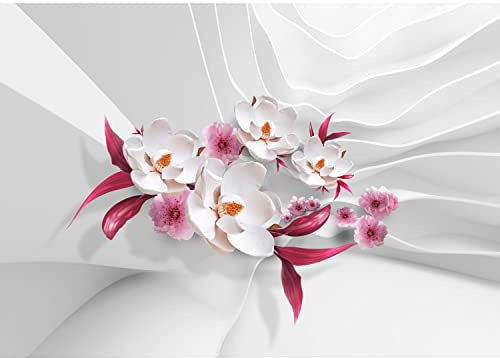 Runa Art Papier peint intissé fleurs 3D orchidées 352 x 250 cm Toison Mur XXL Tableaux Muraux Tapisserie Photo Décoration Murale Salon Chambre Rose et blanc 9179011b