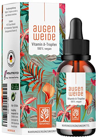 Vitamin A Tropfen hochdosiert - 5000 I.E (1500 µg) je Tagesdosis - Vegan - Vitamin A flüssig - Retinol Naturtreu Augenweide 1700 Tropfen 50 ml