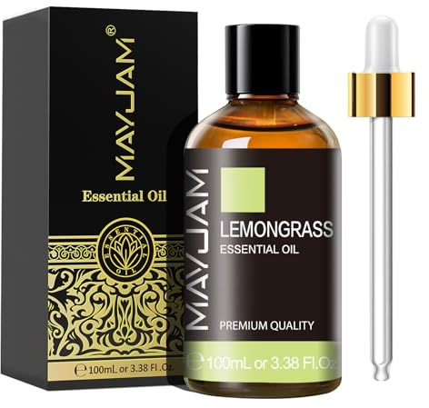 MAYJAM Lemongrass Essential Oils 100ML, Lemongrass Oil for Diffuser, Humidifier, DIY, Home, Office