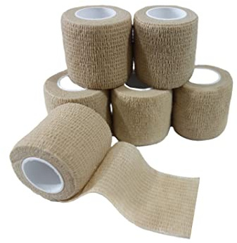 Transun Moo 6 Pack 2 x 5 Yards Self Adhesive Bandage Wrap Breathable Cohesive Vet Wrap for Pets, Elastic Self-Adherent Tape for Sports, Wrist, Ankle (Skin Color)