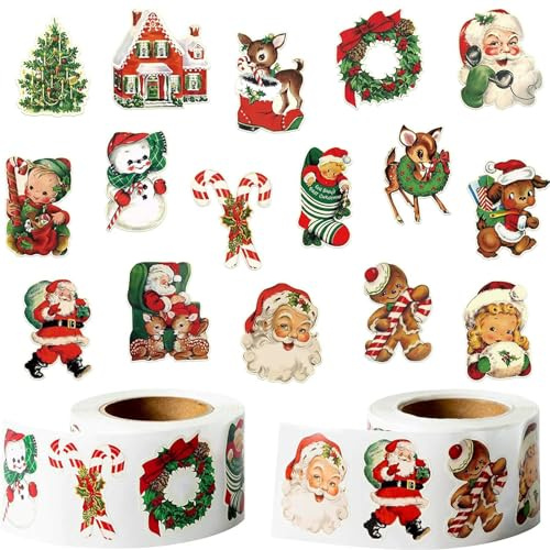 500 Stück Aufkleber Weihnachten, Weihnachtssticker Weihnachtsaufkleber, Weihnachtsaufkleber Selbstklebend Weihnachtssticker Selbstklebend, Sticker Weihnachten Etiketten Geschenkaufkleber