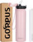 GOPPUS 1L/32oz Thermosflasche mit Strohhalm Doppelschicht Edelstahl Trinkflasche 1 Liter Isolierflasche Auslaufsicher Sport Wasserflasche Kohlensäure Water Bottle Trinkflaschen BPA-frei Wasser Flasche