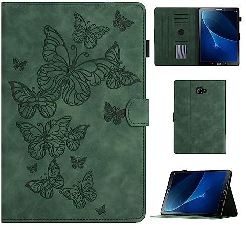 CASAFUNY Hülle für Samsung Galaxy Tab A6 SM-T580/T585 10,1 2016,Grün | PU Leder,Standfunktion,Auto Schlaf/Wach,Schützhülle für Samsung Galaxy Tab A 10.1 Zoll 2016 M-T580/T585