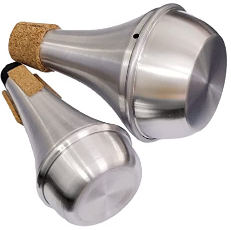 Practice Silencer Brass Trumpet Mute Aluminum Cork Musical Instrument Part (2Pcs (Mute+Silencer))
