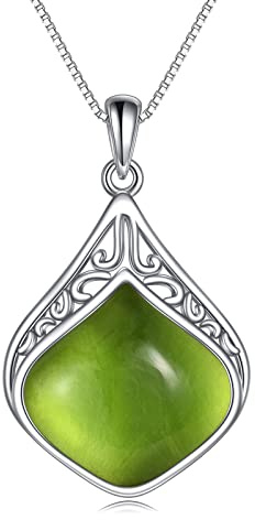 YAFEINI Tropfen Kette Sterling Silber Vintage filigrane Naturstein Tropfen Anhänger Halskette Schmuck Geschenke für Damen Mädchen