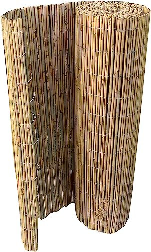 All4All Schilfrohrmatte Sichtschutzmatte mit verwobenem verzinktem Draht + 10 STK Kabelbinder Sichtschutz Schilfmatte Windschutz (180x300cm)