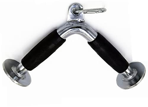 Rivotrance LAT Pull Down Bar,Rotating Press Down Bar,Tricep Rope,Strength Training Double D Row Handle Cable Attachment for Weight Workout,Cable Machine Accessories With Rubber Grips (V Bar)