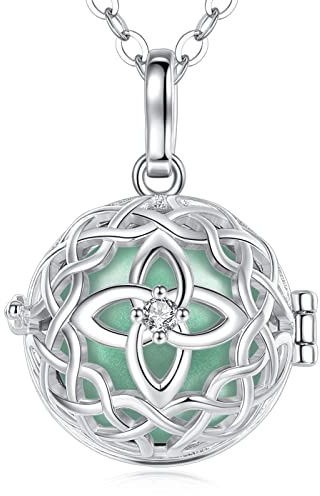 EUDORA Harmony Ball Bola de Grossesse Collier avec Chaîne, Noeud Celtique Boule de Musique Pendentif pour Les Femmes Enceintes Future Mère Bijoux Cadeau, 76 cm + 114 cm Chaîne