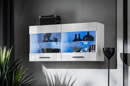 Komodee Vitrine Savona Weiß/Weiß 100x50x30 cm