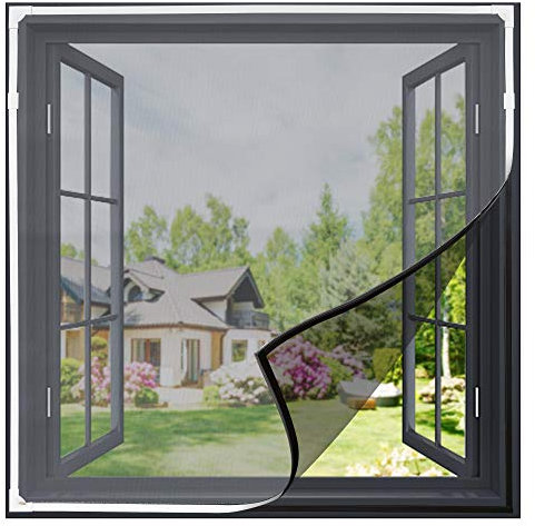 Gimars Fliegengitter fenster magnet 150x130 cm Fenster-Moskitonetz mit Magneten| Flexibel zuschneidbar, waschbar Insektenschutz Magnetfenster Magnetrahmen Mückengitter Fliegenschutz weiß