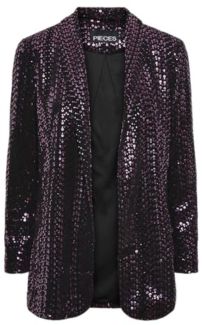 PIECES PCSIDDY LS Blazer, Svart/detalj: fiji Flower Sequins, XS