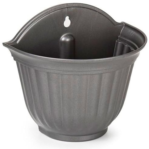 Acan Tradineur - Vaso da fiori in plastica per parete, vaso da appendere, vaso per piante, fiori, balcone, veranda, casa, prodotto in Spagna (antracite, 26 x 29,5 x 19 cm)