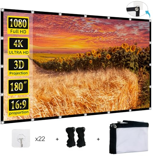 457,2 cm (180 Zoll), XINLEMY große 4K-HD, 16:9, faltbar, tragbar, Projektionsleinwand, waschbar, doppelseitig, Videoprojektor-Leinwand, geeignet für Hinterhof-Partys