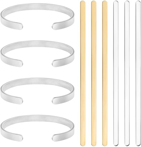 Beebeecraft 6 Stück 2 Farben Armband Stempel Rohling Aus Edelstahl Armreif Rohling Streifen Metall Stempel Armbänder Herstellungsset Für Die DIY Schmuckherstellung