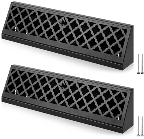 Blulu 2 Pcs Baseboard Register Duct Opening Size Modern Design Vent Covers for Home Floor Wall Baseboard Air Covers Supply Floor Diffuser Including Screws (18 Inch,Black)