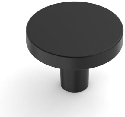 Amerdeco 10 Pack 30mm Matte Black Cabinet Knobs, Solid Zinc Alloy Round Cupboard Handles for Kitchen Cabinets, Drawers, Wardrobes and Furniture AM016