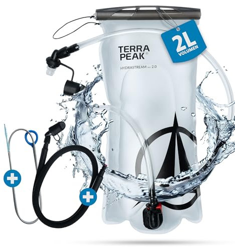 Terra Peak® Trinkblase 2L mit Schlauch Rucksack & Wandern - Trinkbeutel & Trinksystem für Joggen & Laufen - Wasserblase & Wasserbeutel BPA-Frei - Trinksack, Trinkschlauch & Hydration-Bladder