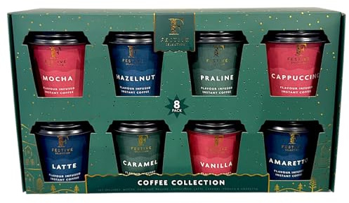 Mini Coffee Collection Takeout Cups Flavoured Instant Coffee Mix Set Gift - Festive Selection 8pk