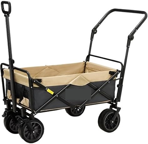 Chariot utilitaire de jardin pliable avec poignée réglable et roues robustes portable pour le shopping et le jardinage
