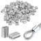 Forbabe 100 Pezzi Manicotti in Alluminio 3mm, Ghiere in Alluminio, Morsetto a Doppio Foro Alluminio per Corda, Morsetti per Funi in Alluminio(3mm)