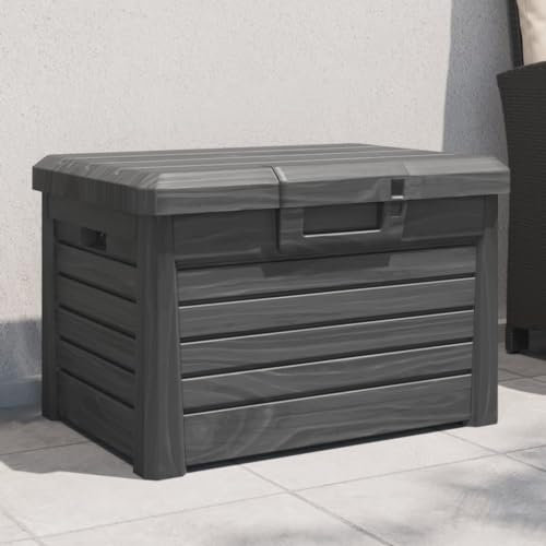 Homgoday Baúl para Cojines Polipropileno Gris Antracita 73x50,5x46,5 cm, Caja de almacenaje de jardín para el Orden del Hogar Mobiliario Muebles Decoración Casa Hogar Exterior Cobertizo