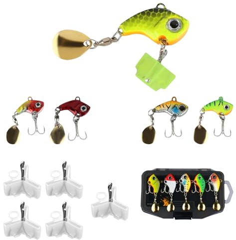 Katyjun 5 Stück Angelköder Set, Barsch Köder, Jig Spinner für Forelle, Hecht, Zander