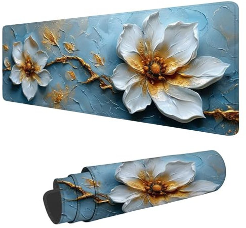 Alfombrilla Raton Abstracto Alfombrilla Ratón XXL 1600x800x3mm Mouse Pad Flores, con Bordes Cosidos Impermeable Desk Mat Mousepad Gaming, Mejora la precisión y la Velocidad for Ratón y Teclado N-446