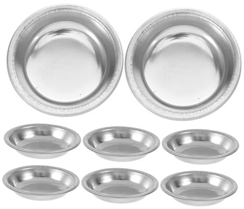 Lurrose 8pcs Stainless Steel Paint Palette, round Compact Mixing Tray, Easy to Clean, Portable Color Mixing Tray for Manicure and Craft Making