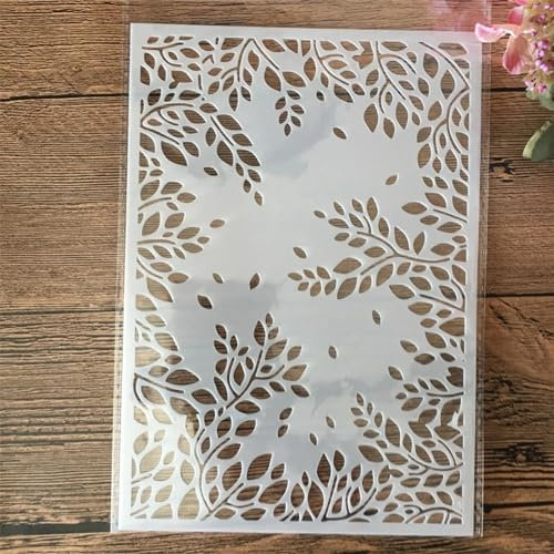 Zeichenschablonen, A5, 21 cm, Blätter, wiederverwendbare Schablone für Bastelarbeiten, Ornamente, Malvorlage, Schablonen für Wandkarten, Steine, Holzschilder, Leinwand, Heimdekoration