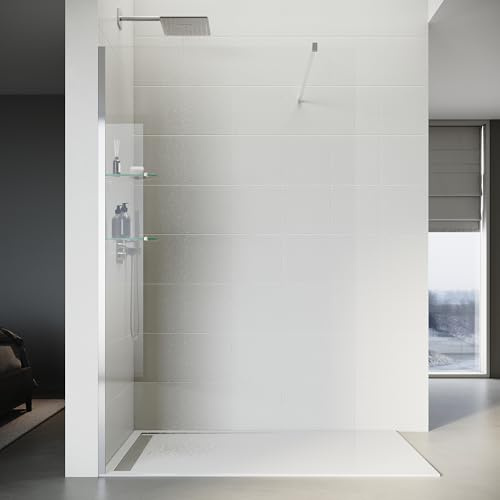 SONNI 120 x 200 cm, Walk in duschvägg med 8 mm glasgolv, dusch, duschskiljevägg glas, badkar