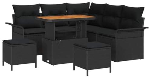 vidaXL Trädgårdsoffset 8 pcs Svart konstrotting, Trädgård och Terass, Modern Rattansoff set, Modulär Design, Lätt, UV-Skyddad, Utemöbler, Justerbart Bord