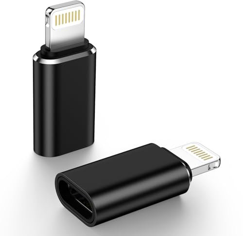 Adattatore USB C a Lightning (2 pezzi), adattatore USB C a Lightning per iPhone 14 13 12 11 Pro Max i-Pad, adattatore USBC iPhone supporta ricarica veloce/trasferimento dati, non per cuffie/audio/OTG