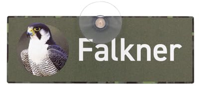 FALKNER SCHILD - Premium Autoschild mit starkem Saugnapf für die Autoscheibe aus formstabilem Aluverbund, UV- und Witterungsbeständig, 18 x 6.5 cm - MADE IN GERMANY