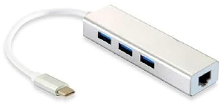 Adaptateur USB-C vers Gigabit Ethernet RJ45 avec hub USB 3.0, 3 Ports, matériau résistant, Compact et léger. Conçu pour : connecter des appareils aux réseaux câblés et étendre Les Ports USB