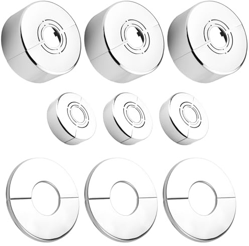 GZhaimai 9 Stk Abdeckrosette Geteilt, ABS Rohrabdeckung Silber, Rosette Duscharmatur für WasserhäHne Duscharmaturen Heizungsrohre, Rohrabdeckung 20 23 30mm