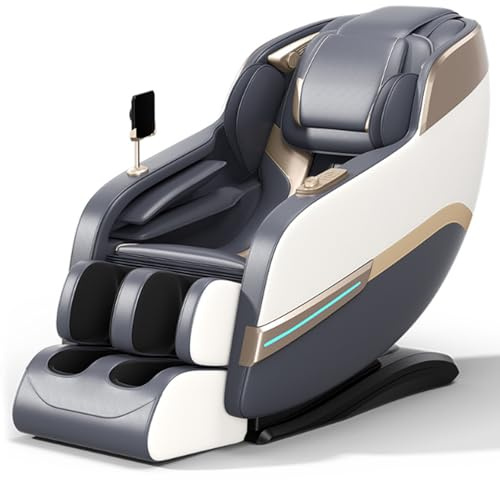Fauteuil de massage Shiatsu 4D avec scan corporel IA SL Track, compatibilité Bluetooth et repose-pieds allongé, gris