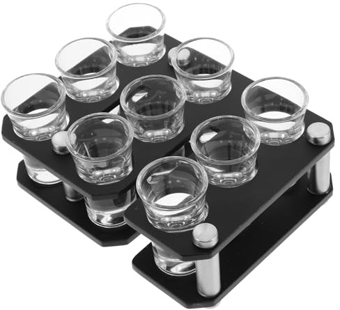 Hemobllo Soporte para Vasos de Acrílico con Bandeja Diseño DIY Creativo Montaje Fácil Superficie Mate Antideslizante Soporte para Vasos de y Copa para Bar y Ktv Color Negro Orificios