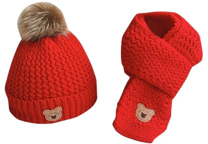 Generisch Invierno cálido algodón interior sombrero bufanda conjunto 3 a 12 años de edad niños niñas bebé gorro de lana dos conjuntos
