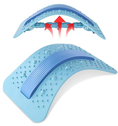 KINDLUME Lumbar stödbräda, ländryggsstöd, ländryggsstöd, justerbar flera positioner med ergonomisk kurva, för hemkondition och avkoppling, blå