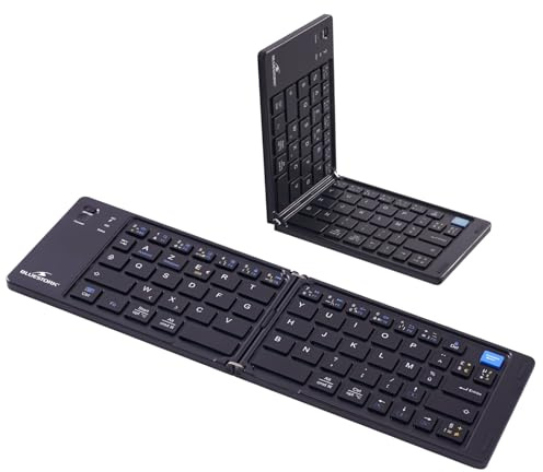 Bluestork - KB Mini Fold - Mini Clavier Bluetooth AZERTY FR Pliable, Rechargeable USB-C, 40H d’Autonomie - Clavier Pliant pour Tablette, Léger, Silencieux & Nomade pour Windows/iOS/Android
