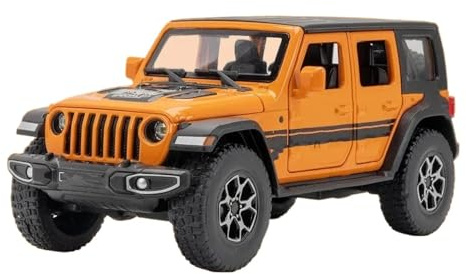 1:32 per Wrangler Simulazione Veicoli Giocattolo Modello Suono e luce Ammortizzatori Giocattoli in Lega Collezione Batteria non inclusa(Orange)