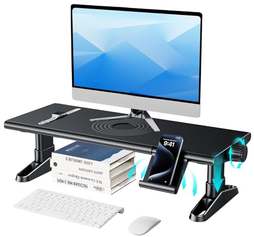 NIFBANG Monitorständer,HöHenverstellbar Monitor Erhöhung Schreibtisch Erhöhung Monitor Stand mit Handyhalterung Ergonomisch Desktop Bildschirmerhöhung Ständer für Computer,Laptops,Pc,Tv (Schwarz)