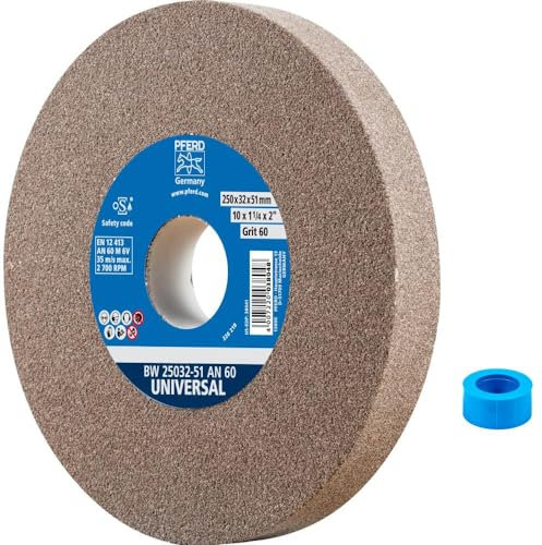 PFERD Schleifbockscheibe UNIVERSAL, 250x32x51mm, A60, 39009721 – Harte Schleifscheibe für universelle Schleifaufgaben, mit Reduzierhülse (32mm)