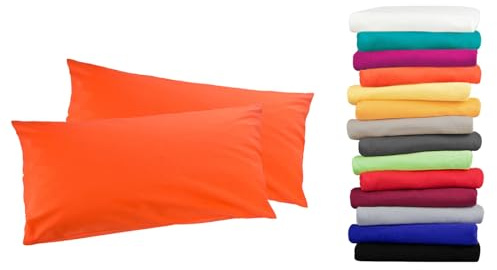 Moon 2er Pack Luxury Linon Kissenbezug 100% Baumwolle-orange-40x60