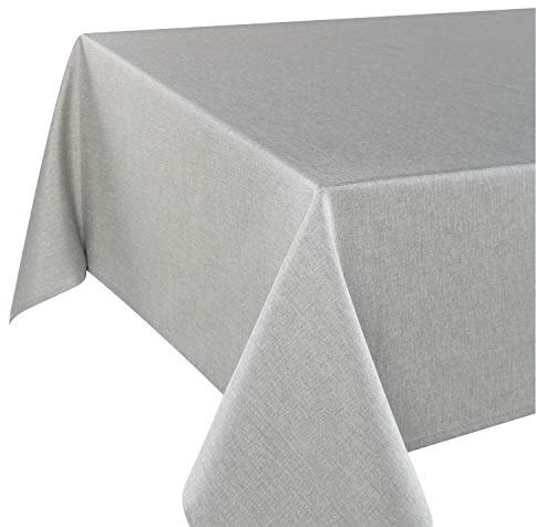 Tischdeckenshop24 Tischdecke WIEN grau Premium, schmutzabweisend, ganzjährig, rechteckig 130x160 cm