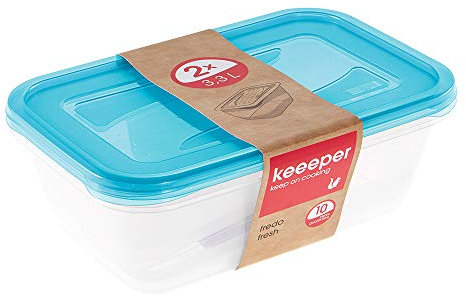 keeeper Frischhaltedosenset 2-teilig, 2 x 3,3 l, 29 x 19 x 9 cm, Fredo Fresh, Blau Transparent