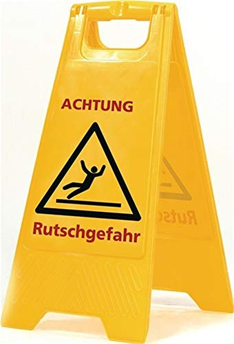 Warnschild - Achtung Rutschgefahr! Warnhinweis bei frisch gewischten Böden