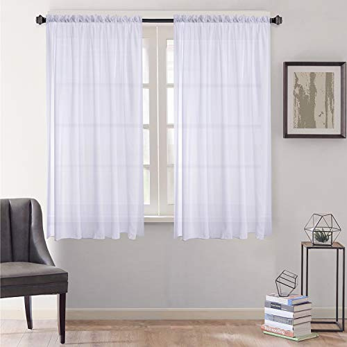 Megachest cotton look voile sheer slot top curtain a pair (cotton-look snow white, 56 wideX48 drop)