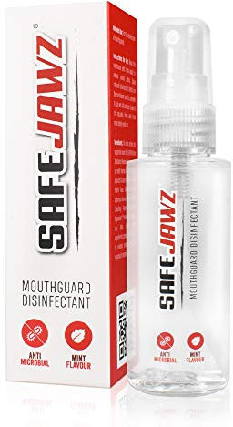 SAFEJAWZ Spray désinfectant pour protège-Dents Nettoyant Anti-microbien à saveur de Menthe. 50 ML