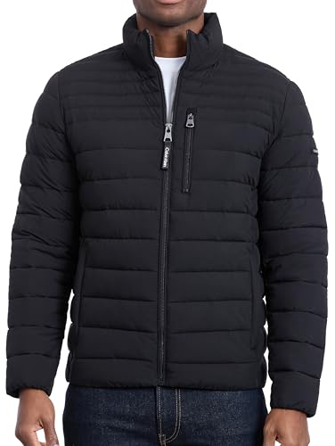 Calvin Klein Men's Classic Packable Down Jacket, Black Stretch, Large